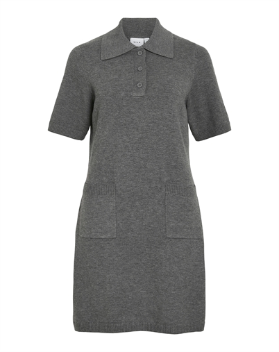  Vila - VILina 2/4 Polo Strik Kjole - Medium Grey Melange 